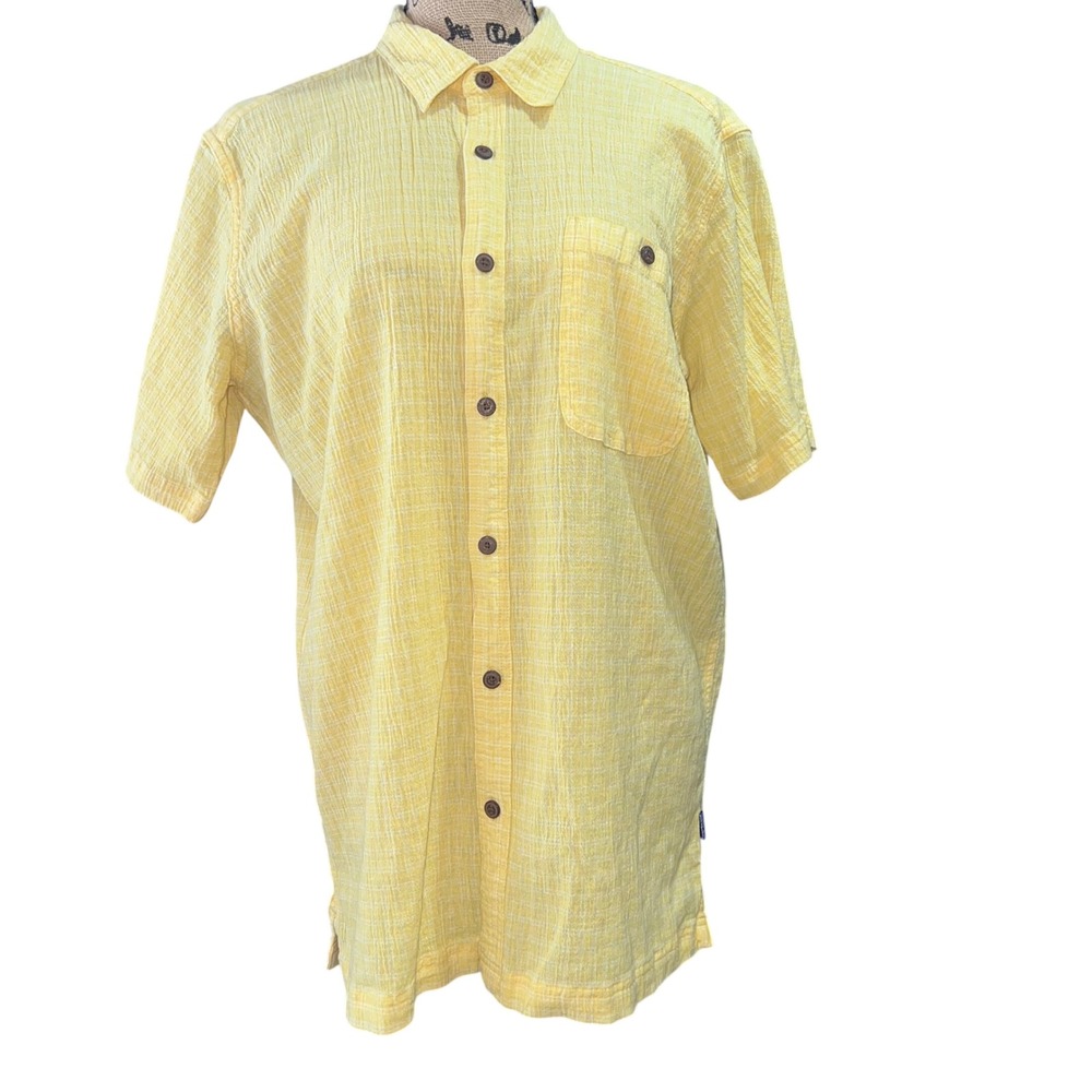 Patagonia Men AC Shirt Organic Cotton Short Sleeve Yellow Large Gorpcore Outdoor